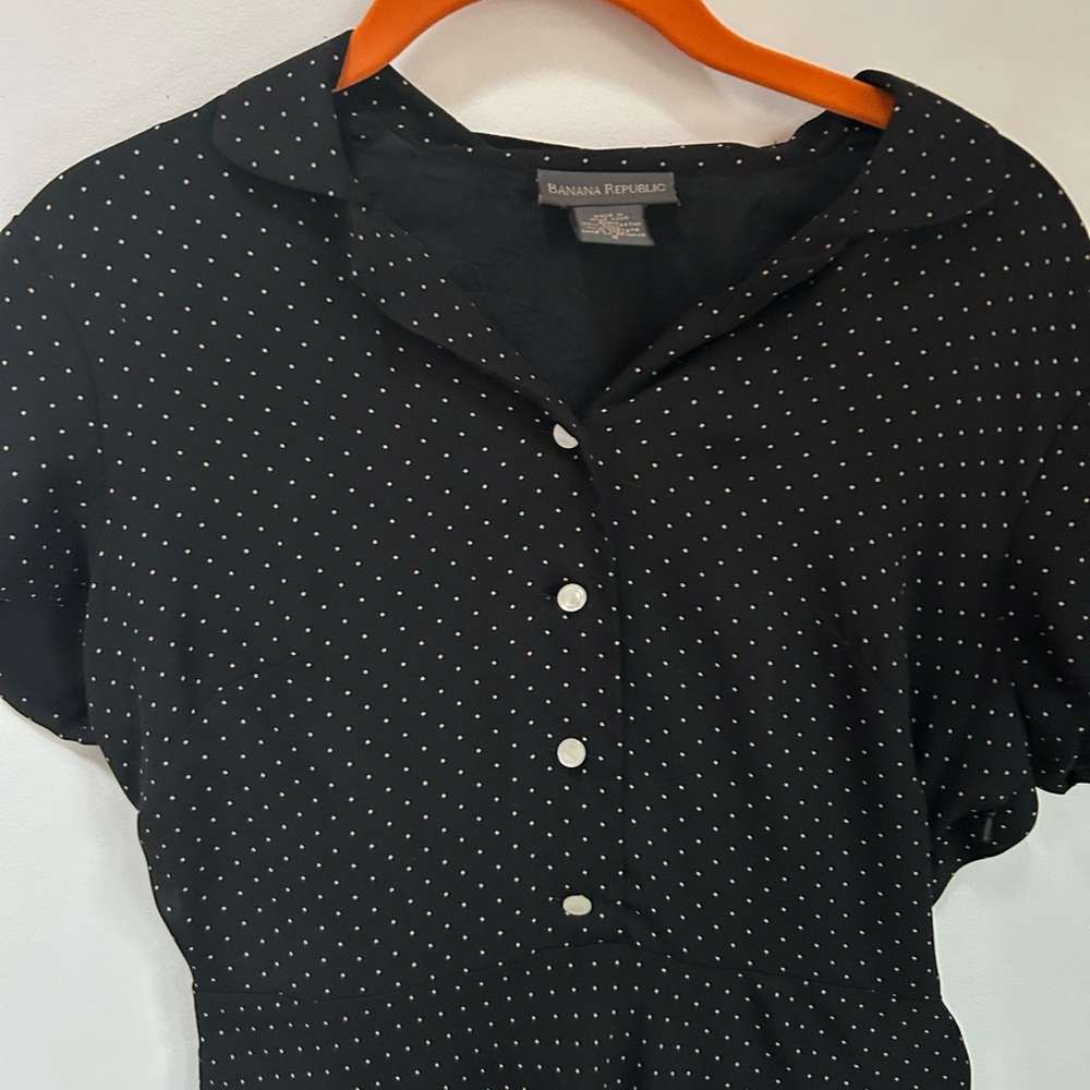 SOLD Vintage Banana Republic Black Polka Dot Dress